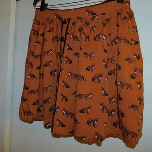 Hell Bunny Rust Fox Pattern A-Line Skirt
